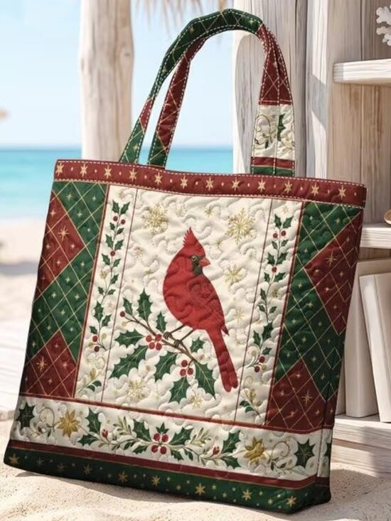 Handbags - QUILTED CARDINAL & HOLLY TOTE